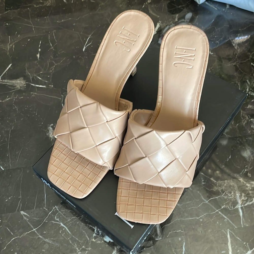 INC Dark Almond Basket Weave Sandal